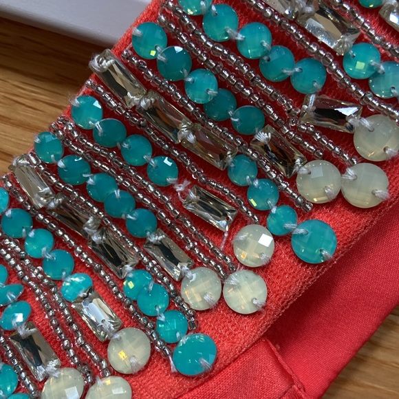 Rachel Allan coral/turquoise high/low dress - Picture 3 of 5